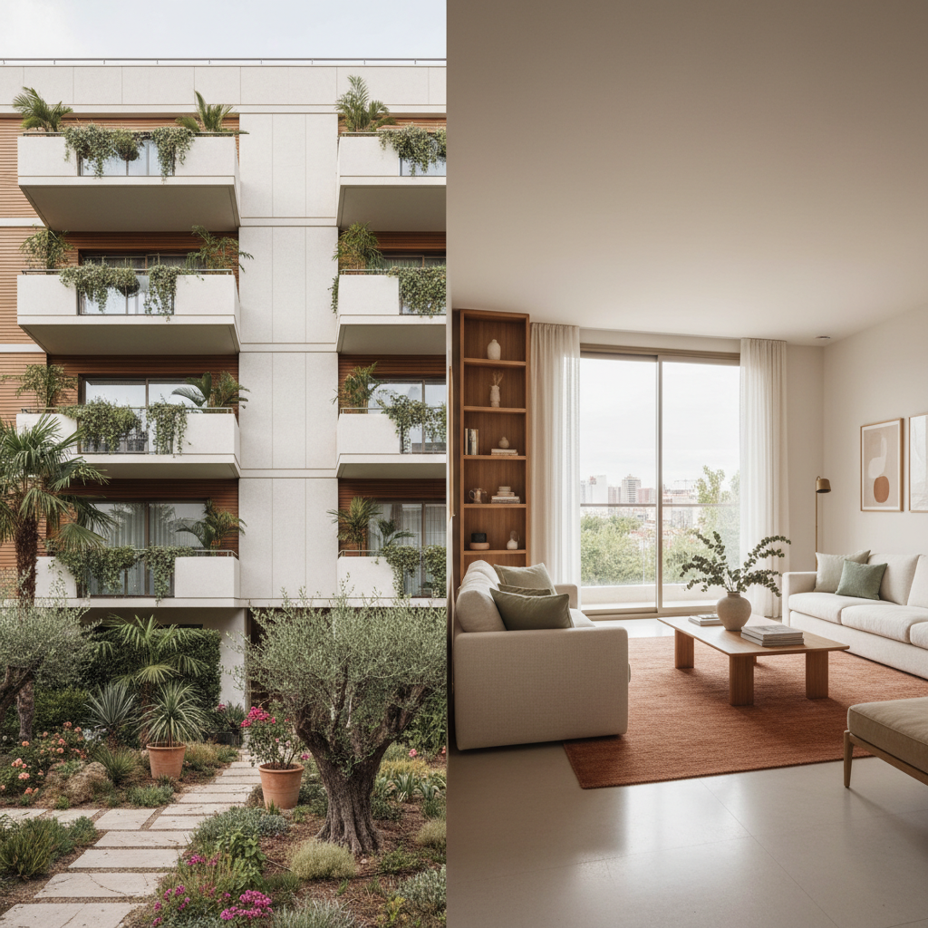 Avenida residencial de Campanar Valencia con edificios modernos